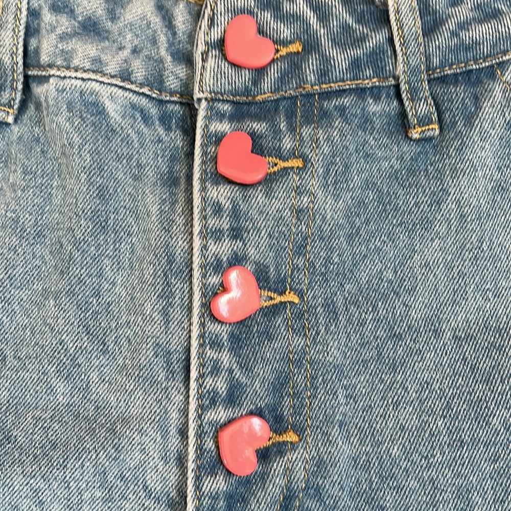 Denim Shorts With Heart Buttons - Picture 2 of 2